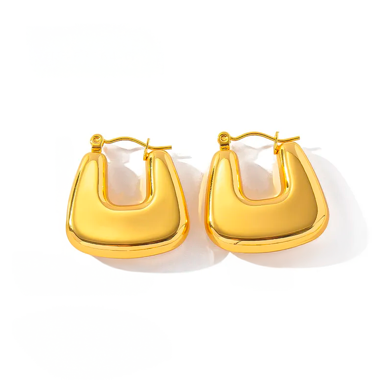 Aretes Dalla Dorado - Cuadradas Acero Titanio Hipoalergénicos