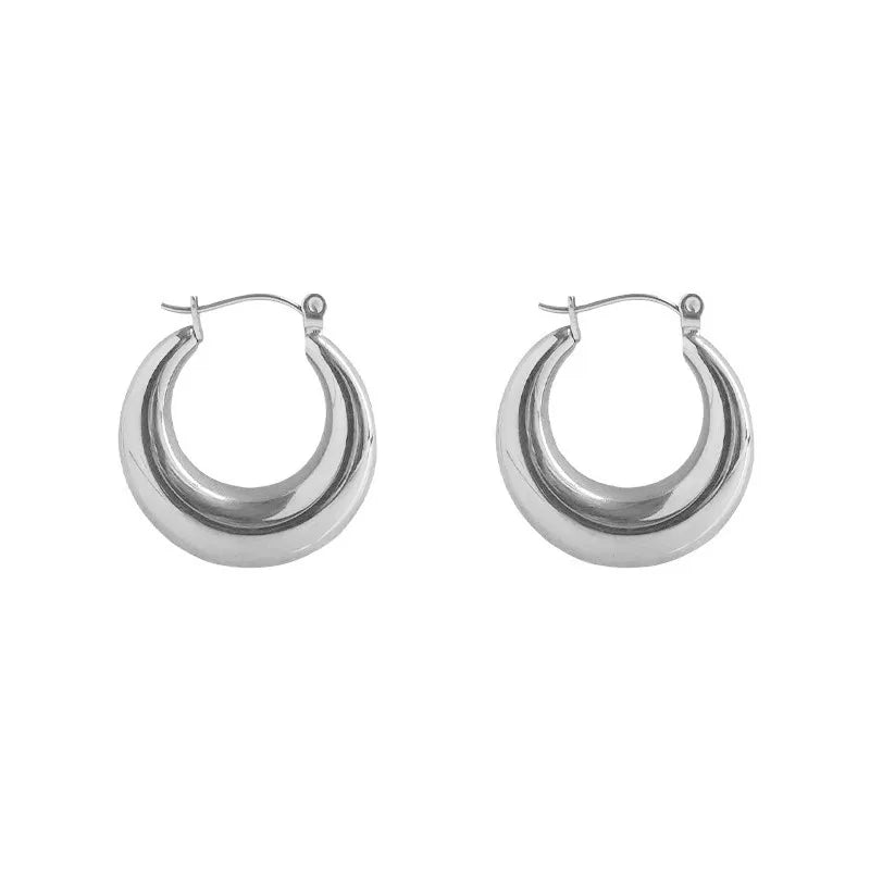 Aretes Belen Argollas Plateadas Acero Titanio
