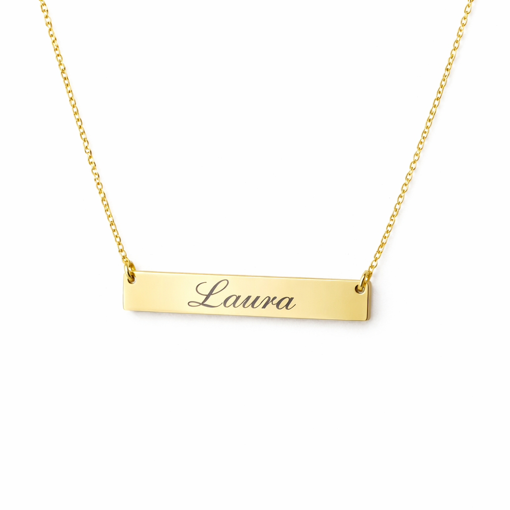 Collar Carlota Personalizado Con Grabado Laser Dorada Acero 316L