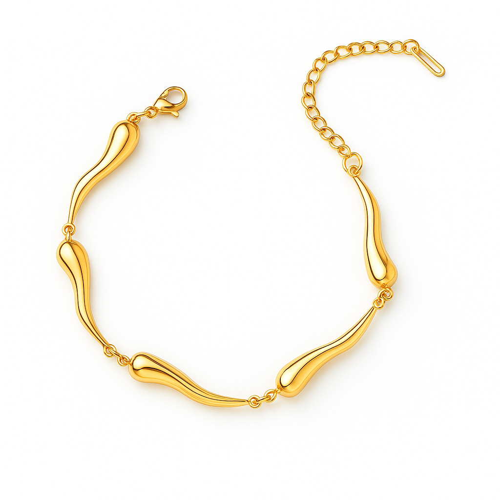Brazalete Chili Dorado – Diseño Fluido y Escultural en Titanio con Acabado Espejo