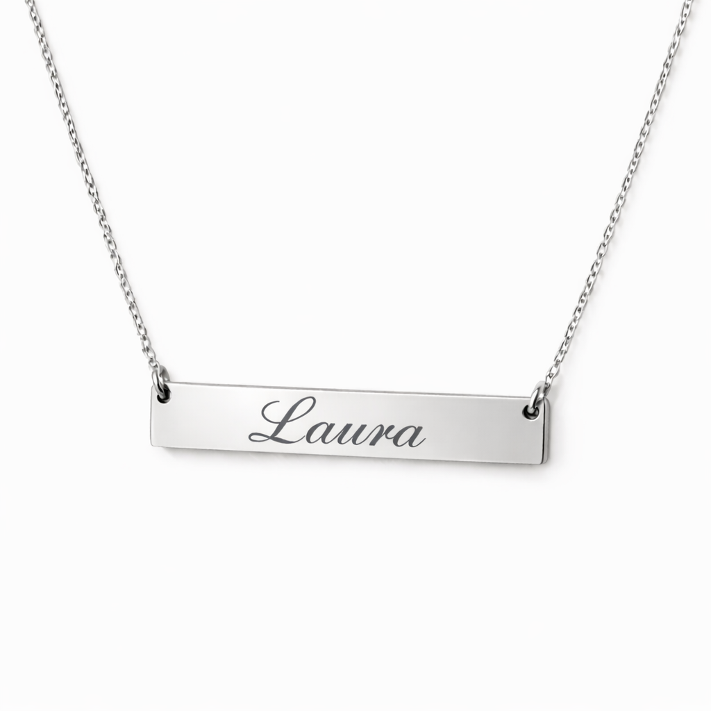 Collar Carlota Personalizado Con Grabado Laser Plateado Acero 316L