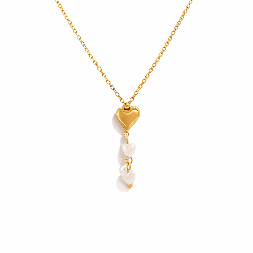 Collar Roma Dorado con Corazón y Dijes Nacarados