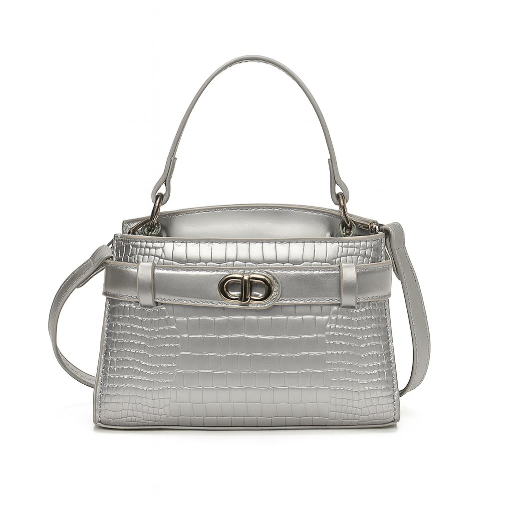 Bolso Coco Estructurado Efecto Piel Croco – Asa Superior y Correa Ajustable