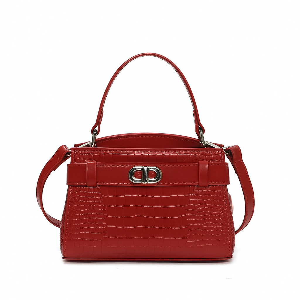 Bolso Coco Estructurado Efecto Piel Croco – Asa Superior y Correa Ajustable