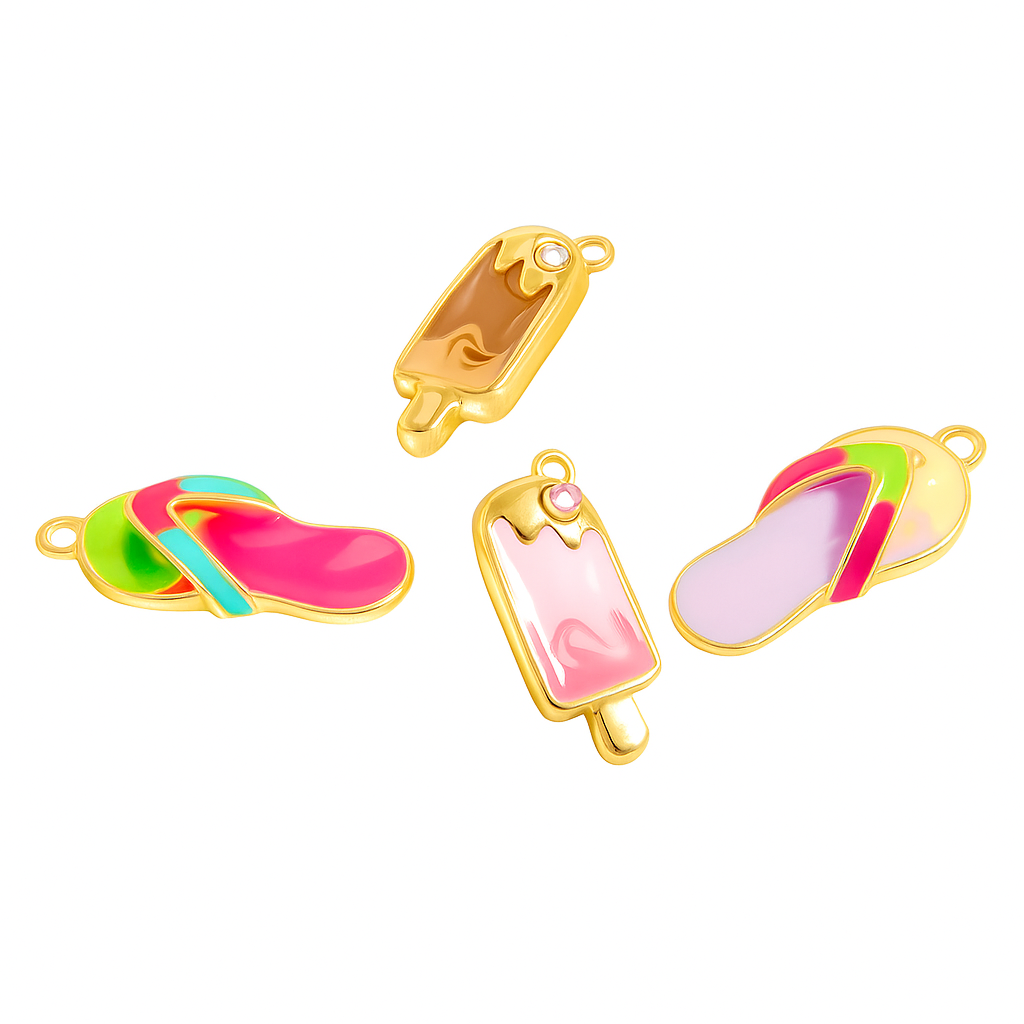 Charm Paleta de Helado – Dulzura en Acero de Titanio Dorado