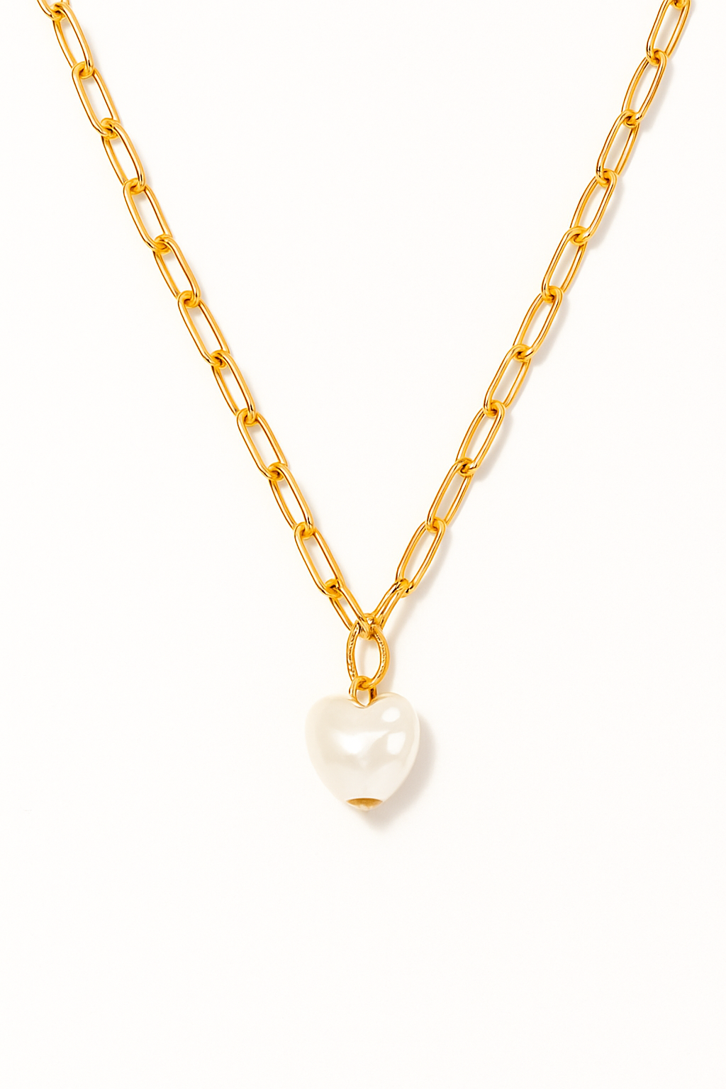 Charm Corazón con Perla Blanca – Acero de Titanio Dorado, Hipoalergénico