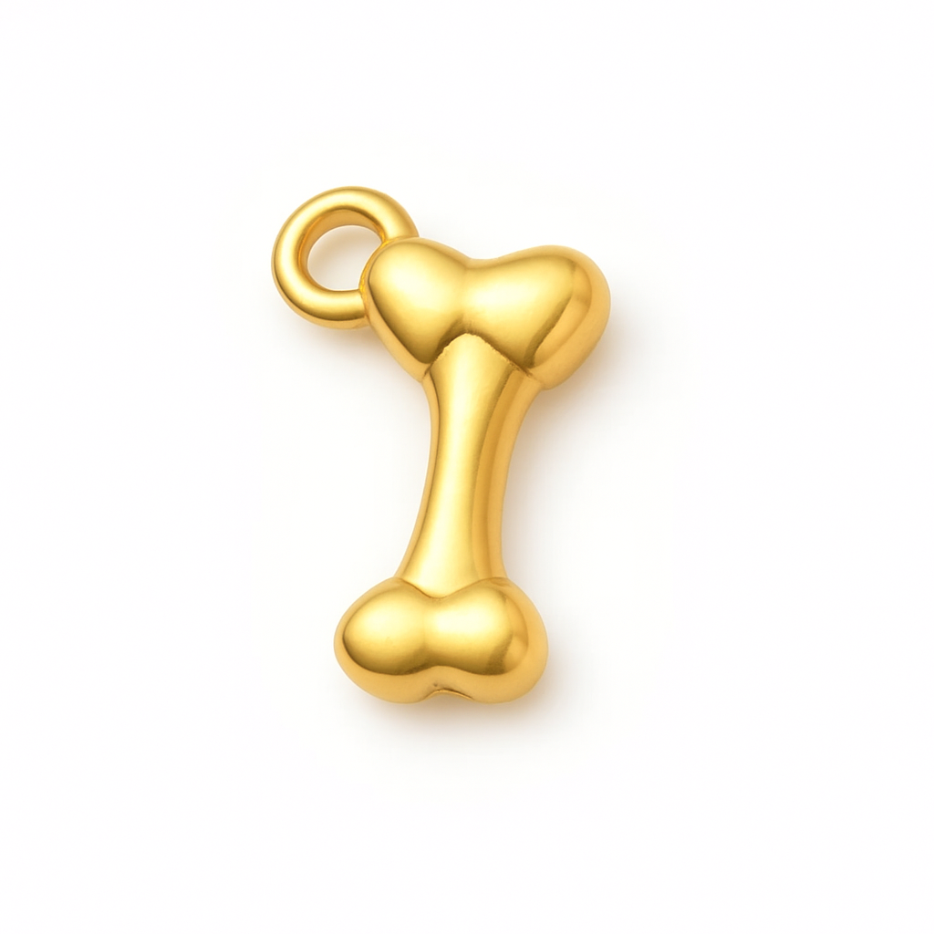 Charm Huesito de Perro Pequeño Dorado