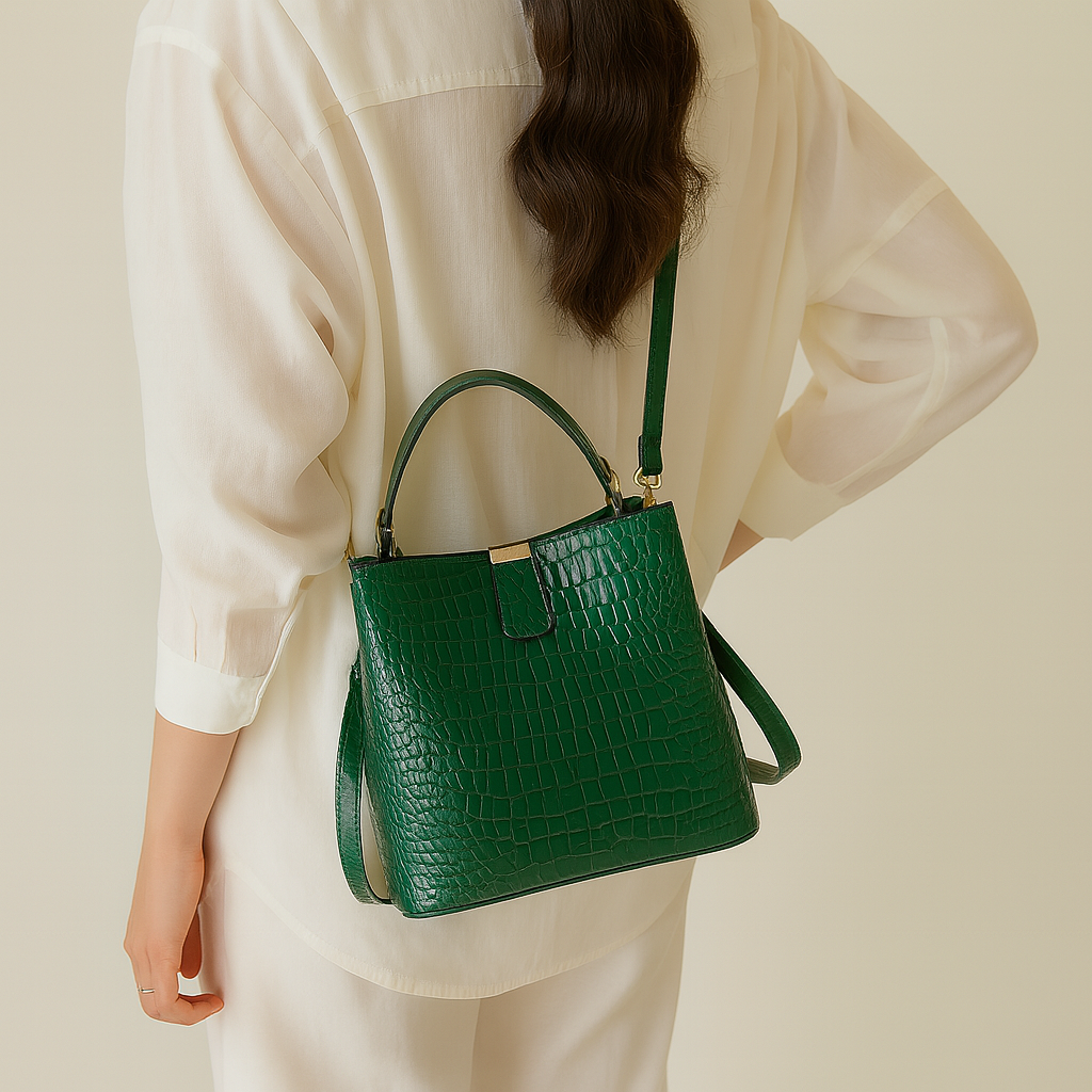 Bolso Ibérico Efecto Cocodrilo – Con Doble Asa y Correa Ajustable