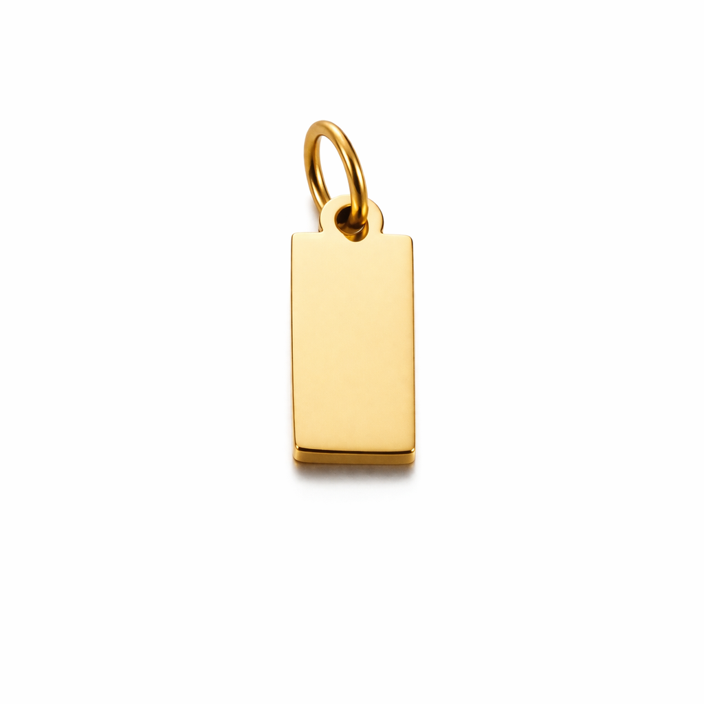 Placa Rectangular Personalizable Dorada Acero 316L Grabado