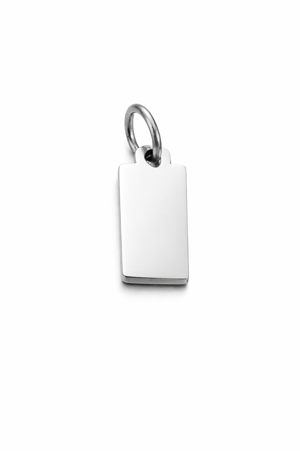 Placa Rectangular Personalizable Plateada Acero 316L Grabado