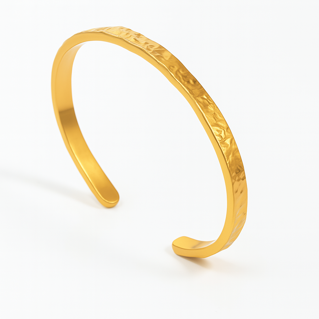 Brazalete Bolonia Dorado – Diseño Minimalista con Textura