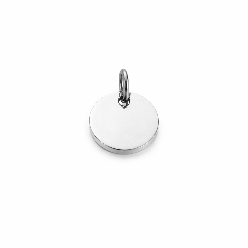 Placa Circular Mediana 10mm Personalizable Plateada Acero 316L