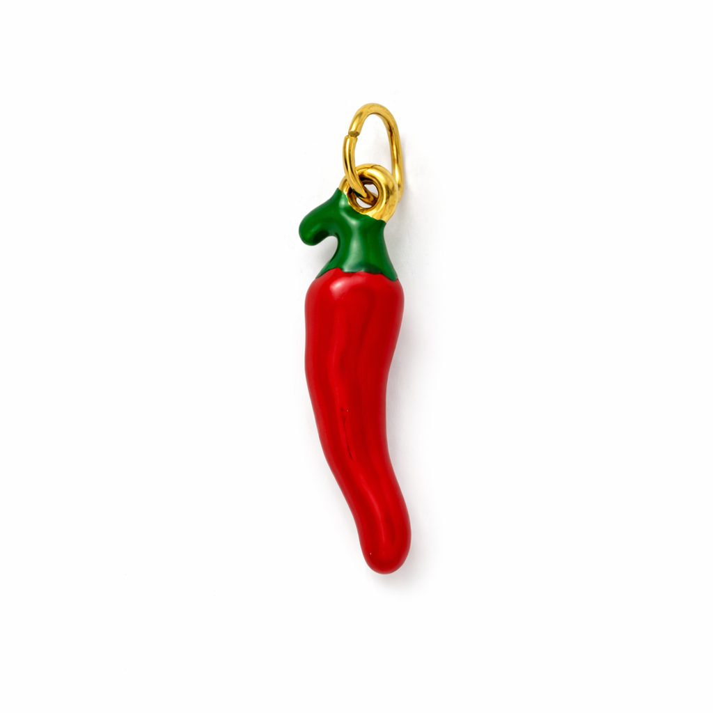 Charm Chile Rojo Grande con Detalle Verde