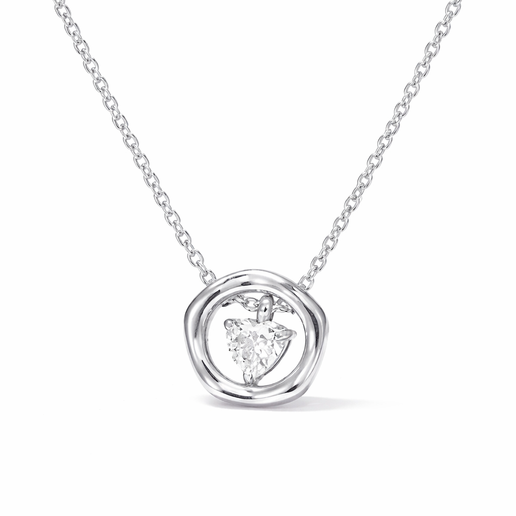 Collar Macarena Plateado Aro con Corazón Acero 316L