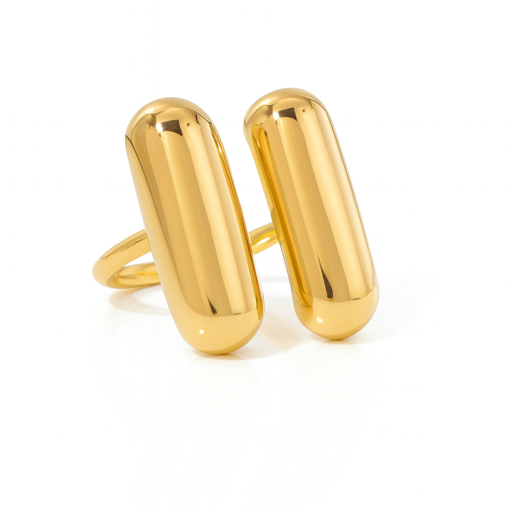 Anillo Bali Dorado – Minimalista de Doble Barra en Acero de Titanio