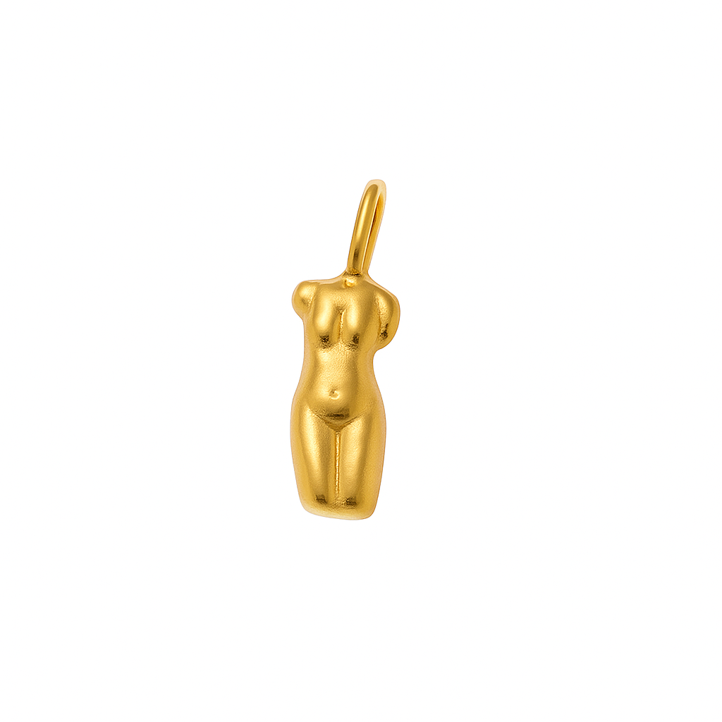Charm Torso Femenino Dorado – Diseño Escultórico en Titanio con Acabado Pulido Brillante