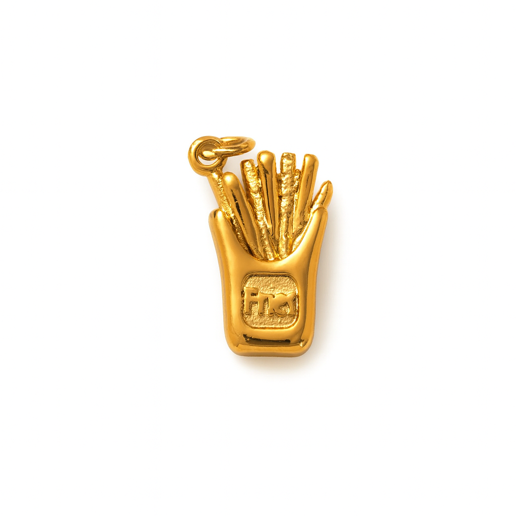 Charm Papas Fritas Dorado – Pequeño en Acero de Titanio