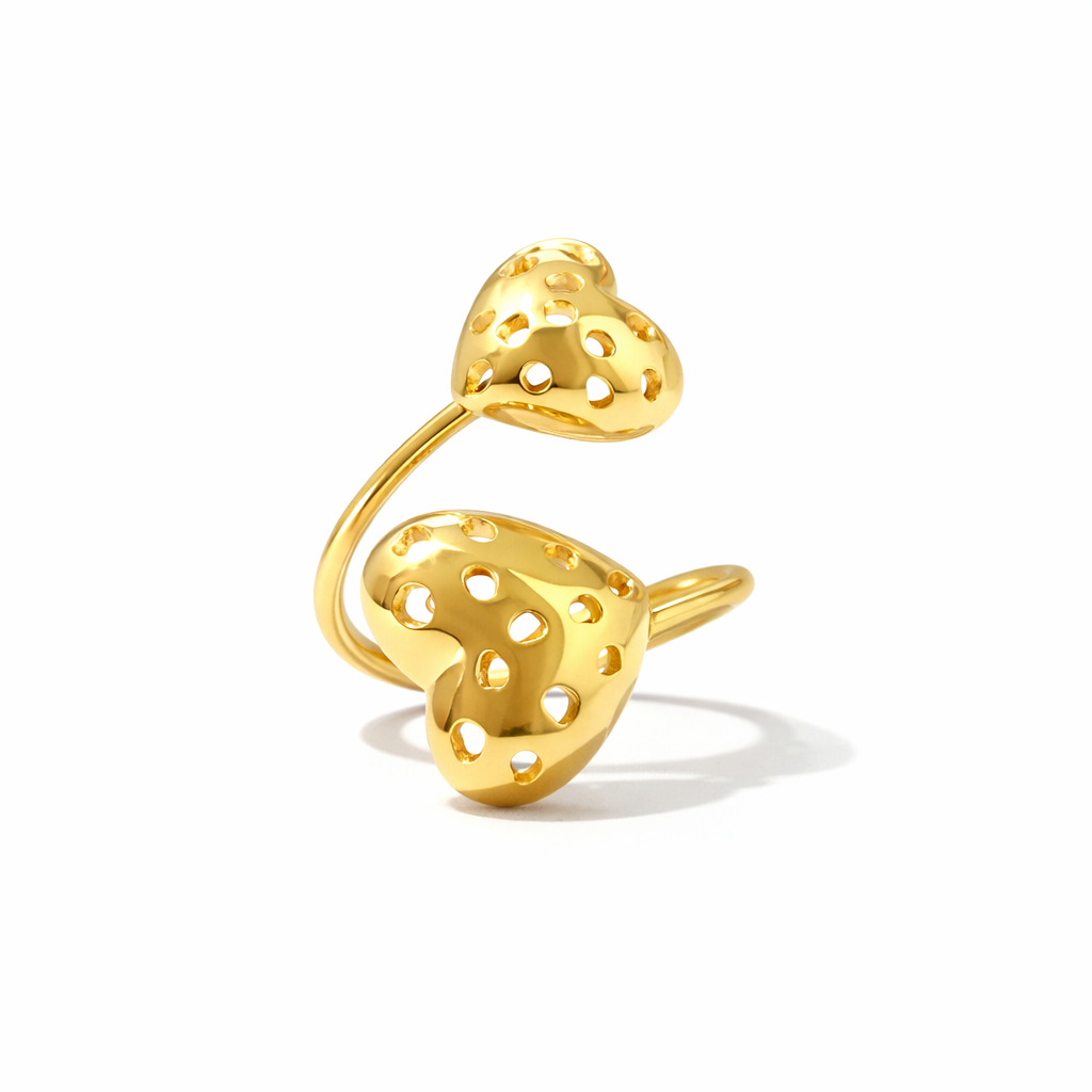 Anillo Corazones Calados de Diseño Abierto