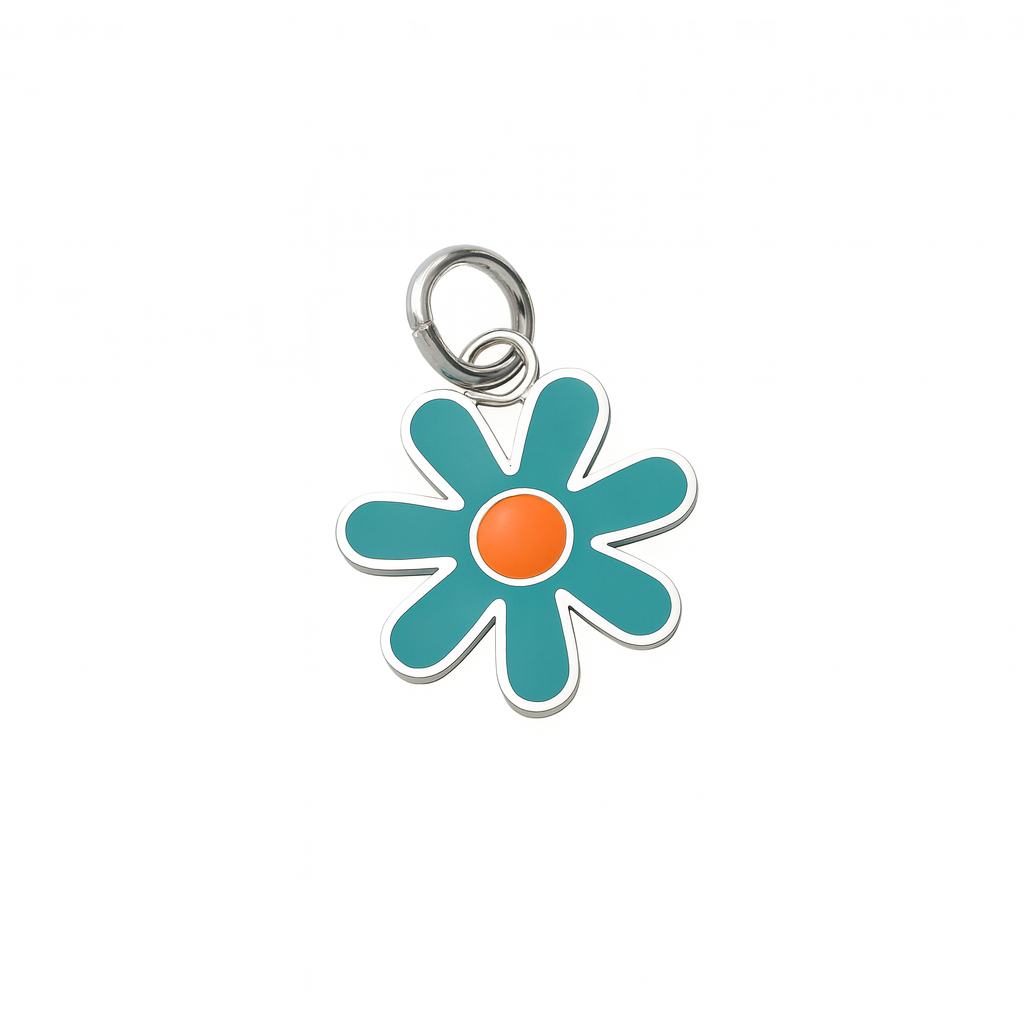 Charm Flor Celeste Pequeña – Mini en Acero de Titanio