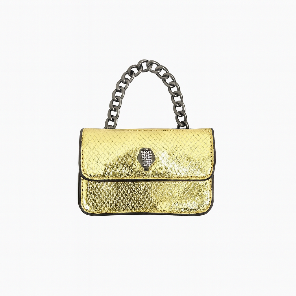Mini Bolso Indigo Metálico – Con Cadena y Broche Decorativo
