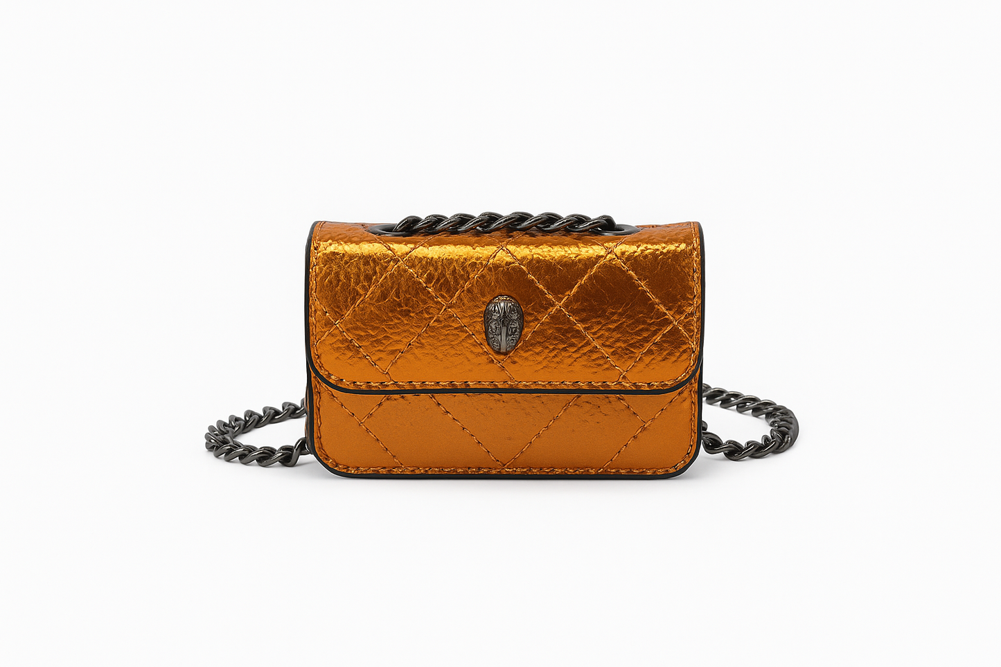 Mini Bolso Indigo Metálico – Con Cadena y Broche Decorativo