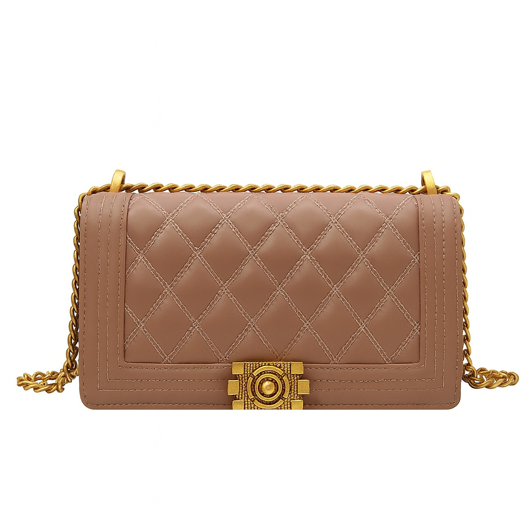 Bolso Bambi Acolchado – Con Cadena Dorada y Broche Ornamentado
