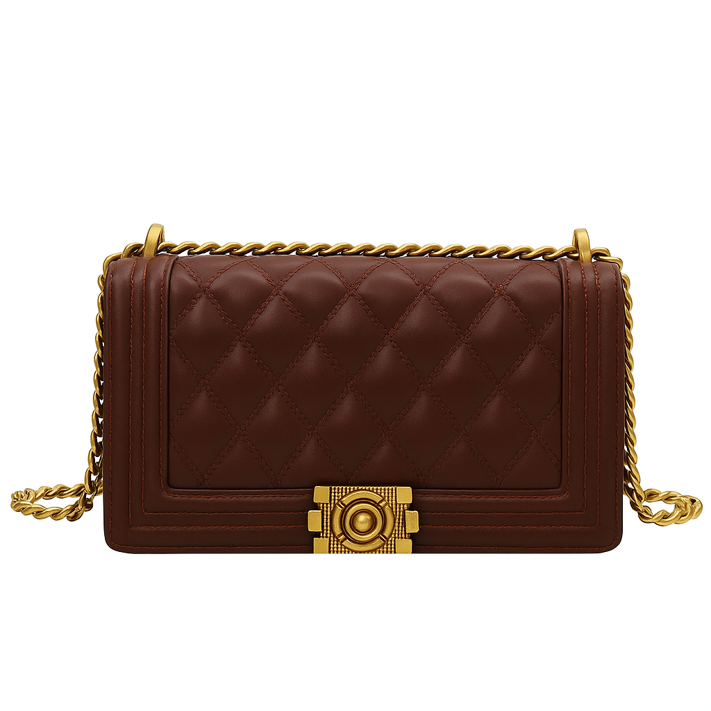 Bolso Bambi Acolchado – Con Cadena Dorada y Broche Ornamentado