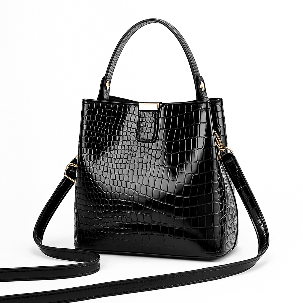 Bolso Ibérico Efecto Cocodrilo – Con Doble Asa y Correa Ajustable
