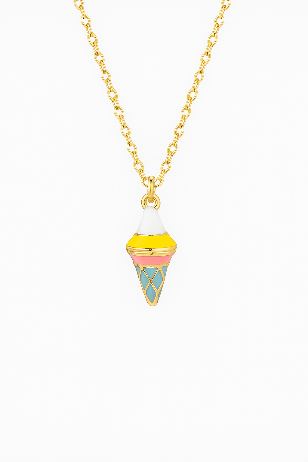 Charm Cono de Helado – Alegría Dorada en Acero de Titanio