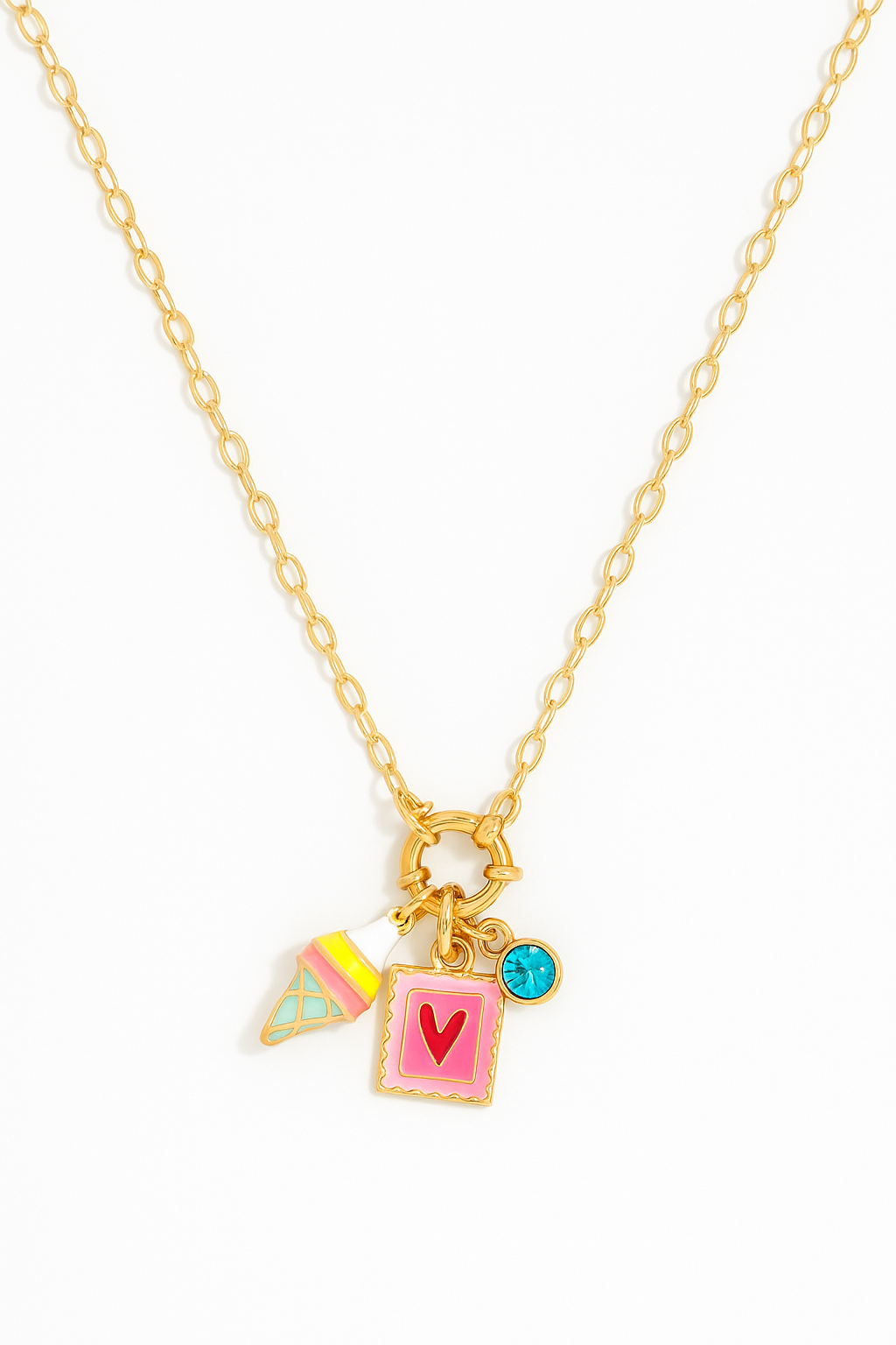 Cadena Alicia Dorada Eslabones Rectangulares 0.3 cm – Acero de Titanio, 45 cm