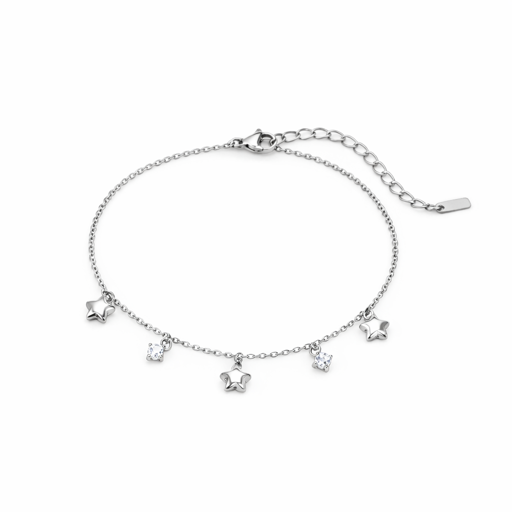 Brazalete Estrellas Dorado y Plateado con Cristales