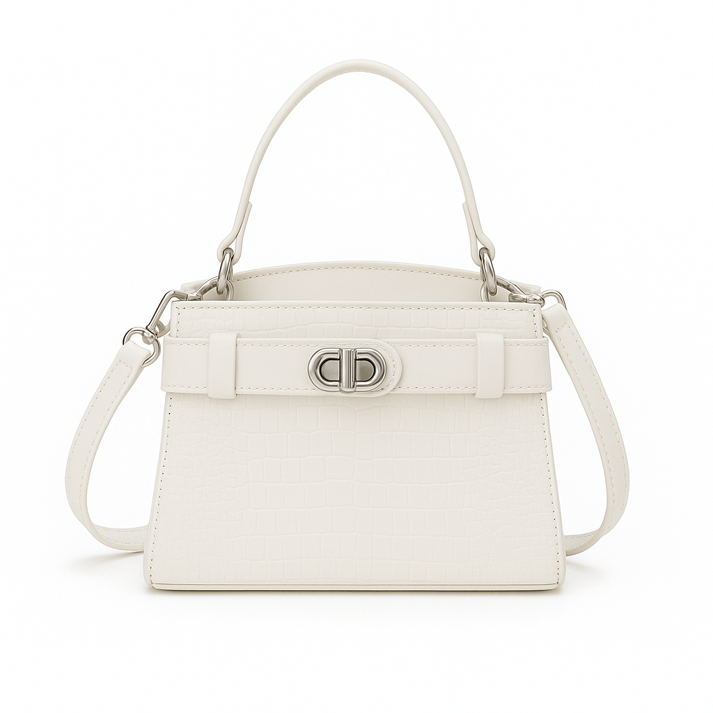 Bolso Coco Estructurado Efecto Piel Croco – Asa Superior y Correa Ajustable