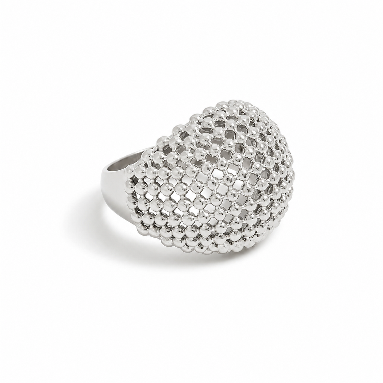 Anillo Malla Plateado Acero Inoxidable 316L