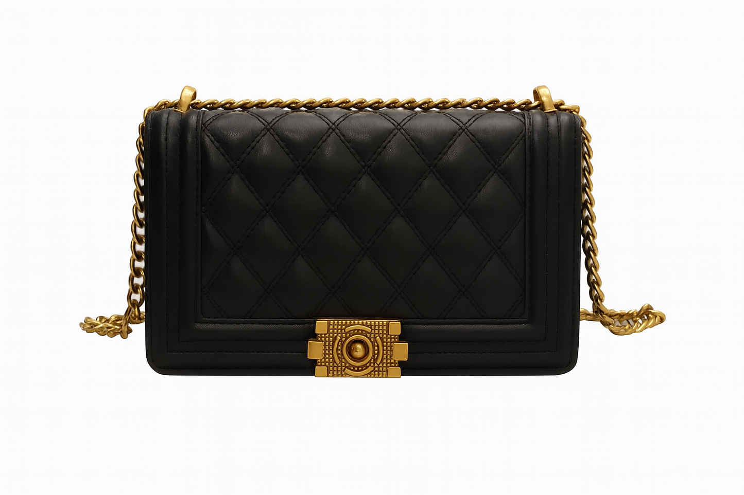 Bolso Bambi Acolchado – Con Cadena Dorada y Broche Ornamentado