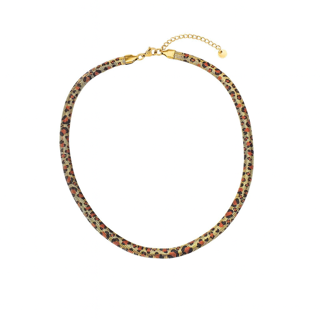 Collar África Choker Multicolor – Cadena Tubular con Efecto Animal Print