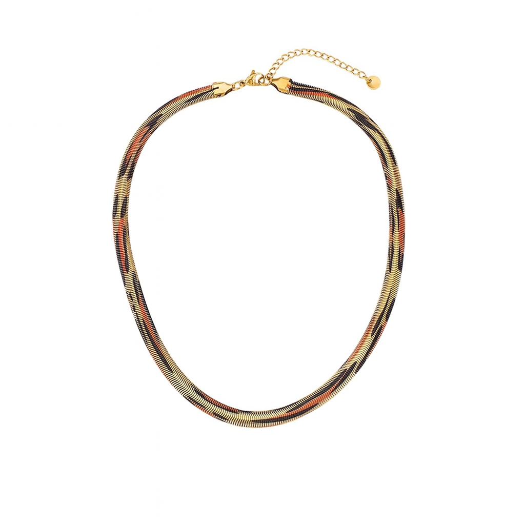 Collar África Choker Multicolor – Cadena Tubular con Efecto Animal Print