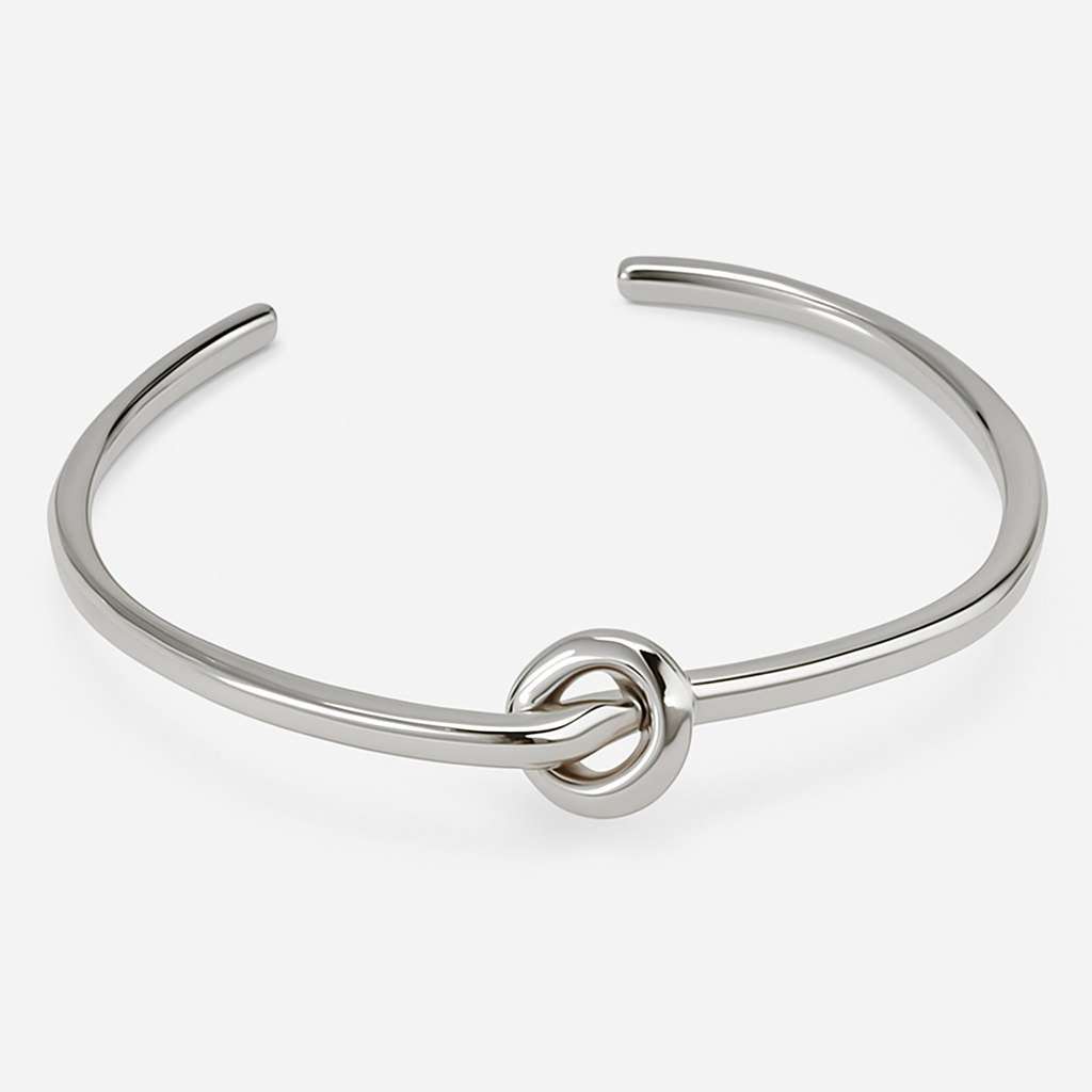 Brazalete Stella de Acero de Titanio – Nudo Plateado Ajustable