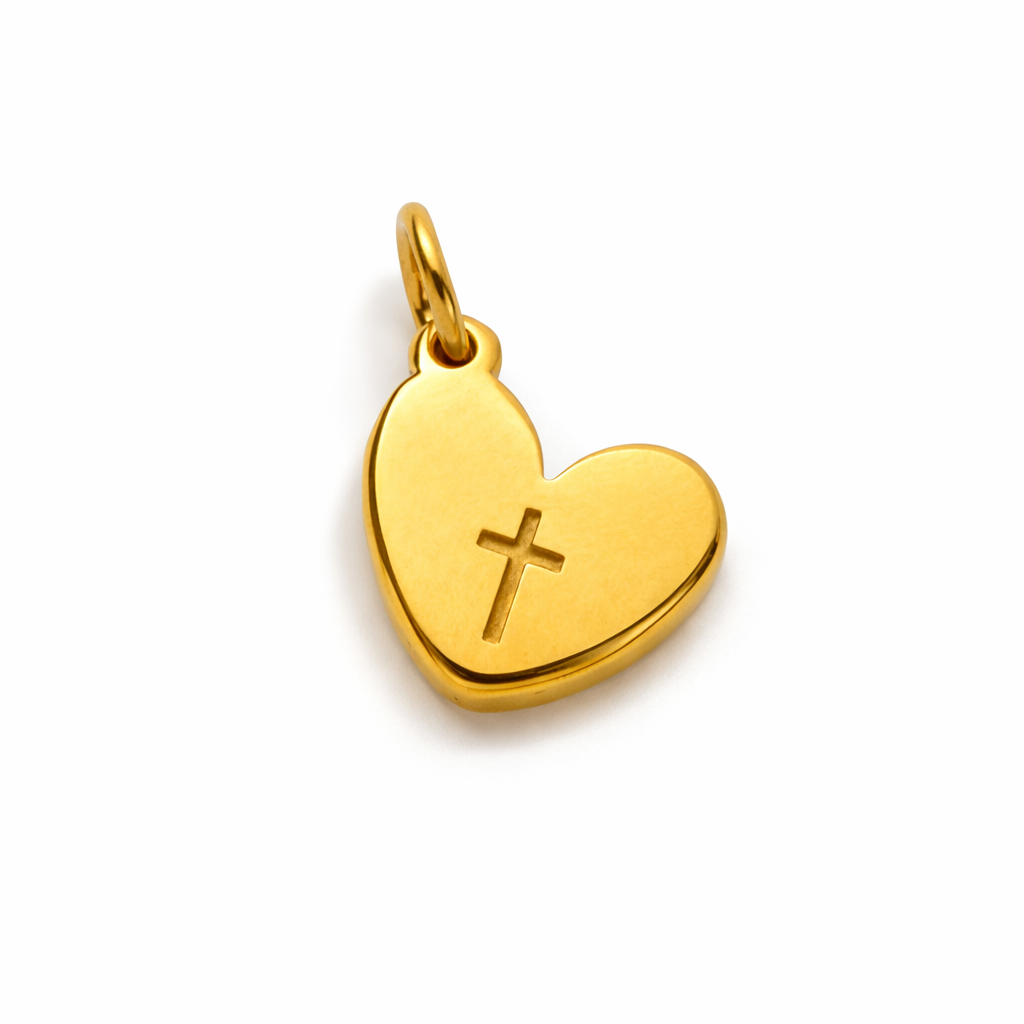 Set de Charms Corazón Dorado con Grabados