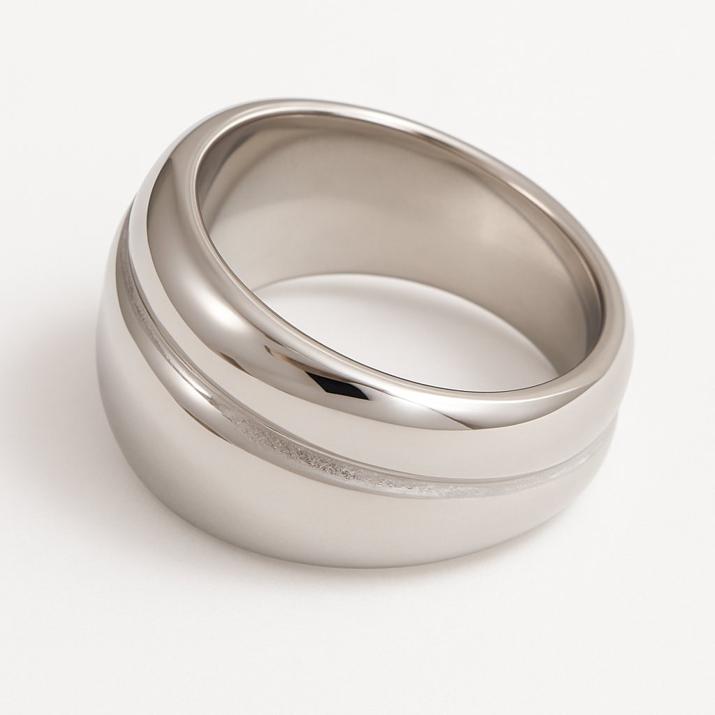 Anillo Grueso de Acero de Titanio con Banda Texturizada Joya Minimalista