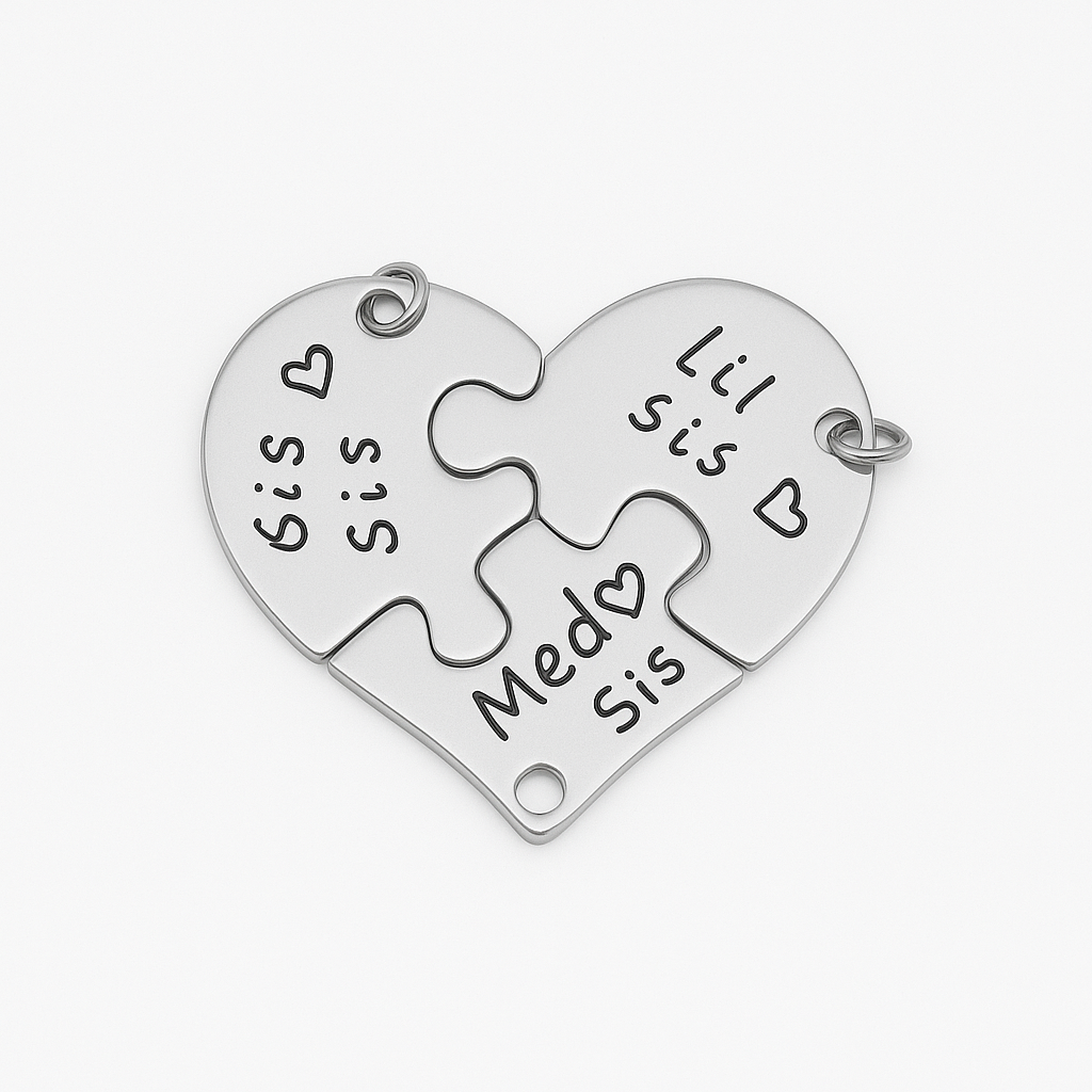 Charm Tres Hermanas – 3 Piezas en Acero de Titanio con Significado de Unión Eterna