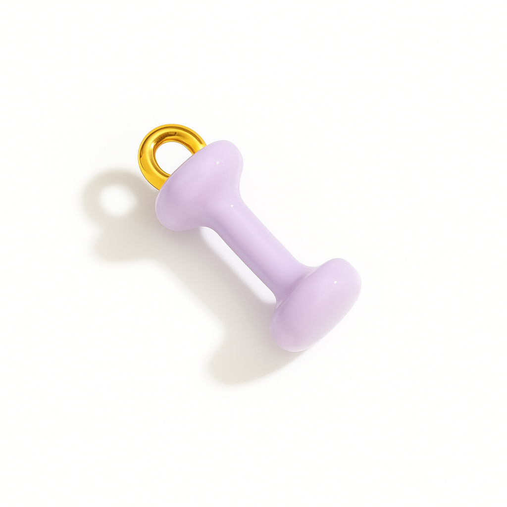 Charm Mini Mancuerna Pastel Dorado – Diseño Moderno en Titanio con Esmalte Multicolor y Acabado Brillante