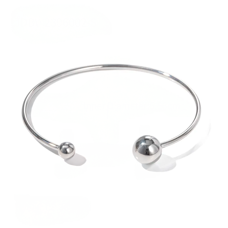 Brazalete Ball de Acero de Titanio – Abierto con Esferas Plateadas