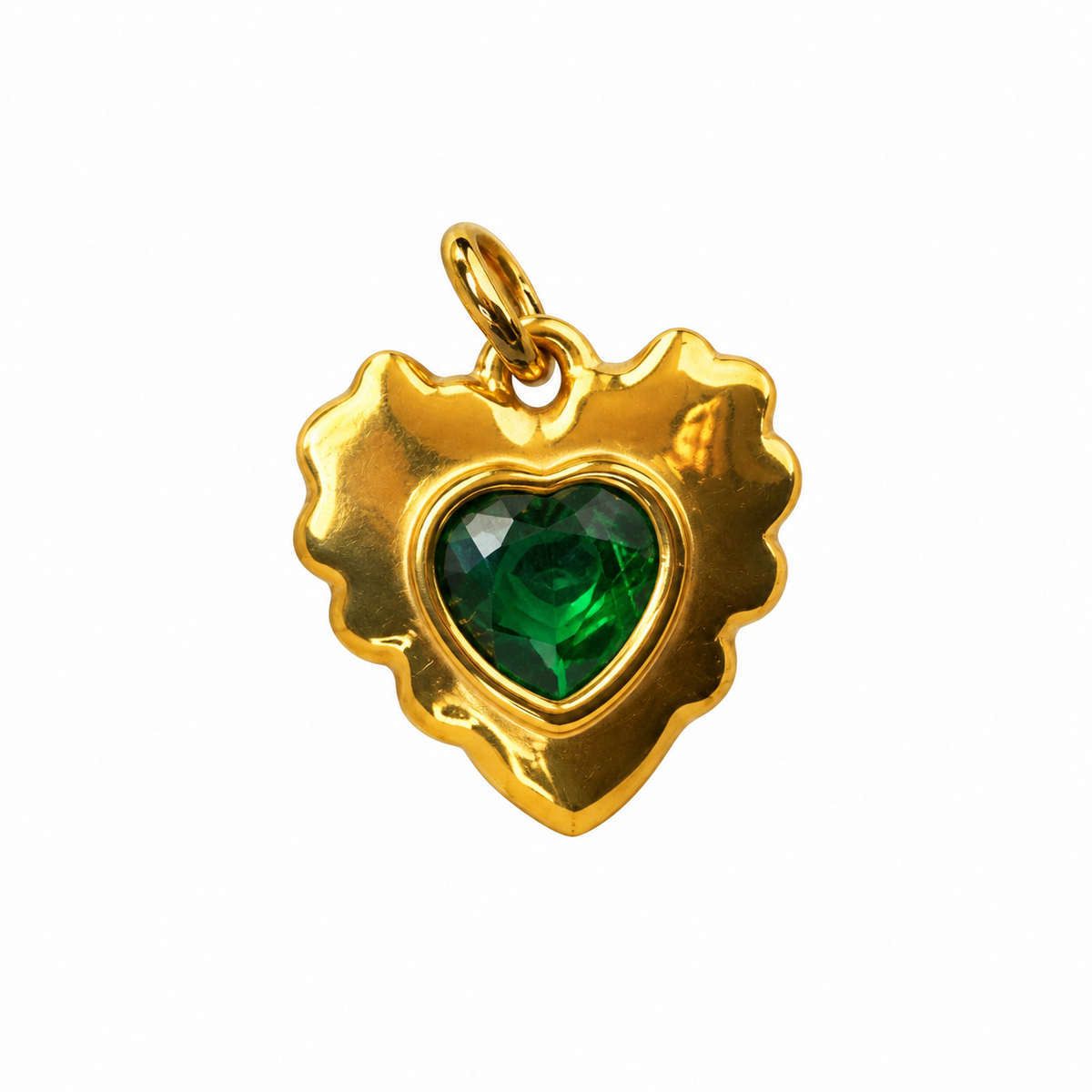 Charm Corazón verde de Acero Inoxidable 316L