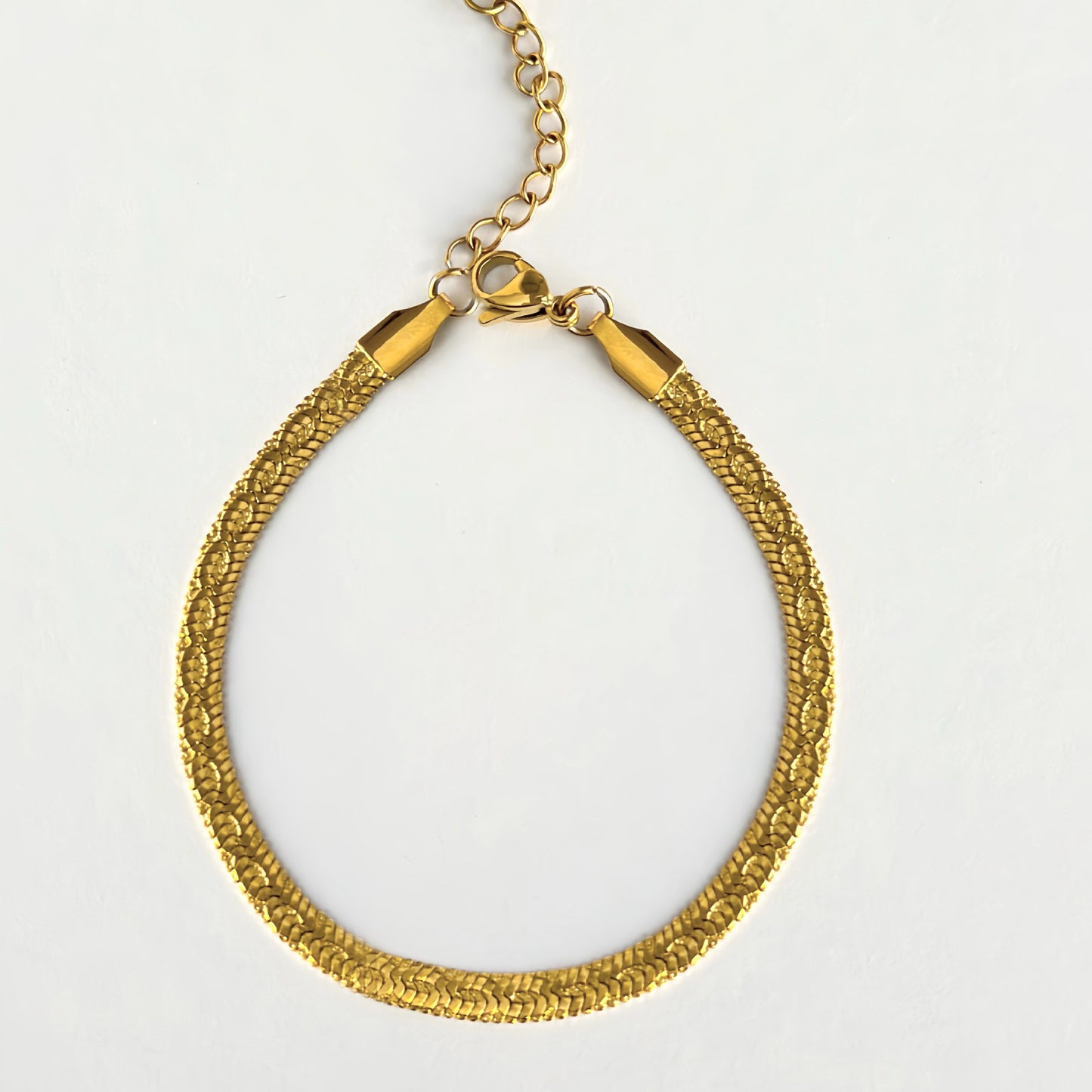 Brazalete Snake Flat de Acero de Titanio – Cadena Plana Brillante, Hipoalergénico y Resistente