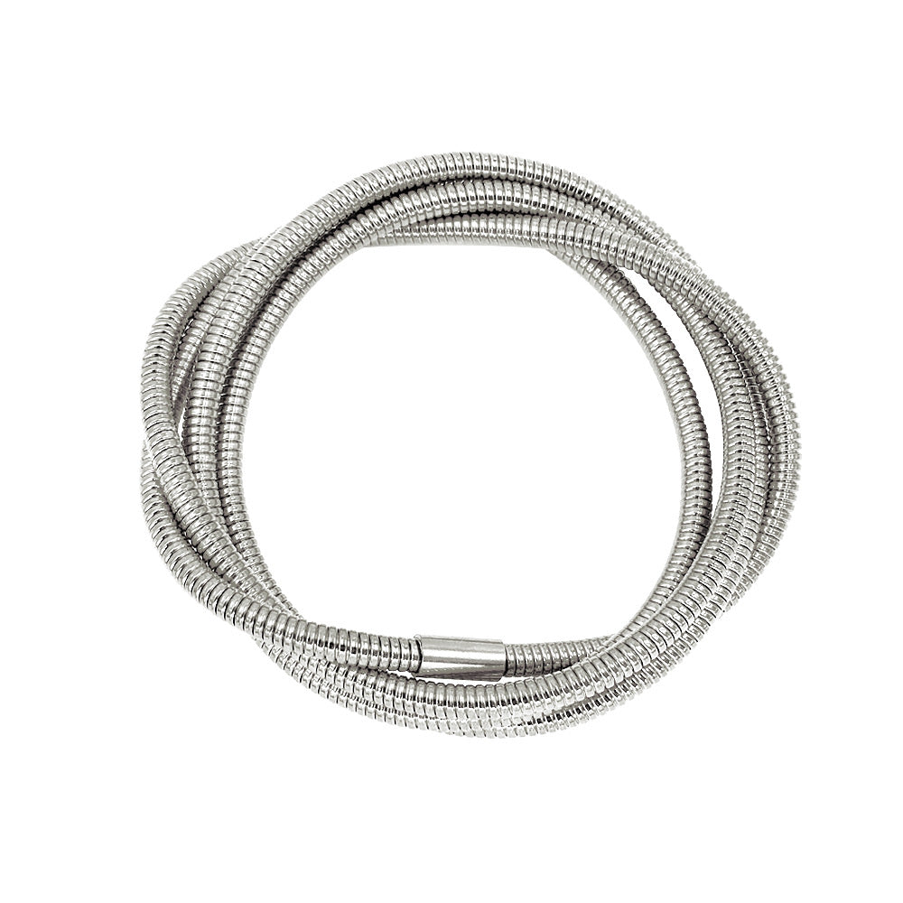 Brazalete Laberinto 4 Plateado de Acero de Titanio – Cuatro Cadenas Entrelazadas, Hipoalergénico y Resistente