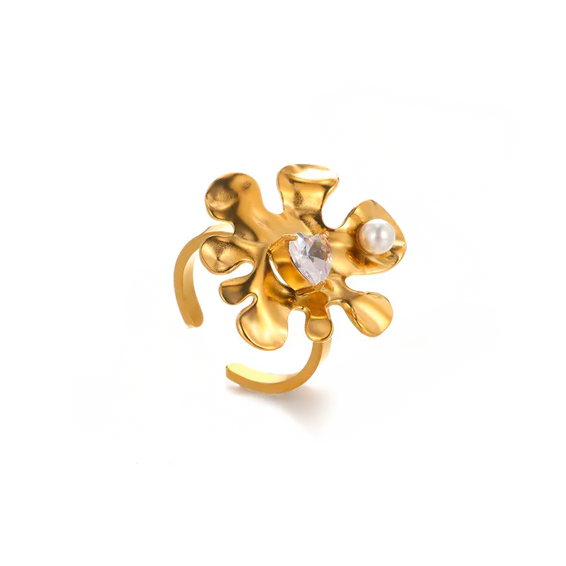 Anillo Samantha Ajustable Dorado en Acero de Titanio Hipoalergénico