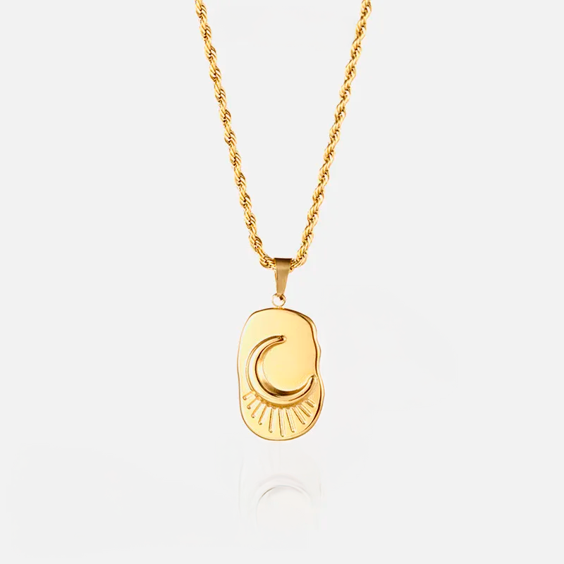 Collar Moon de Acero de Titanio – Dorado con Colgante de Luna, Hipoalergénico y Atemporal