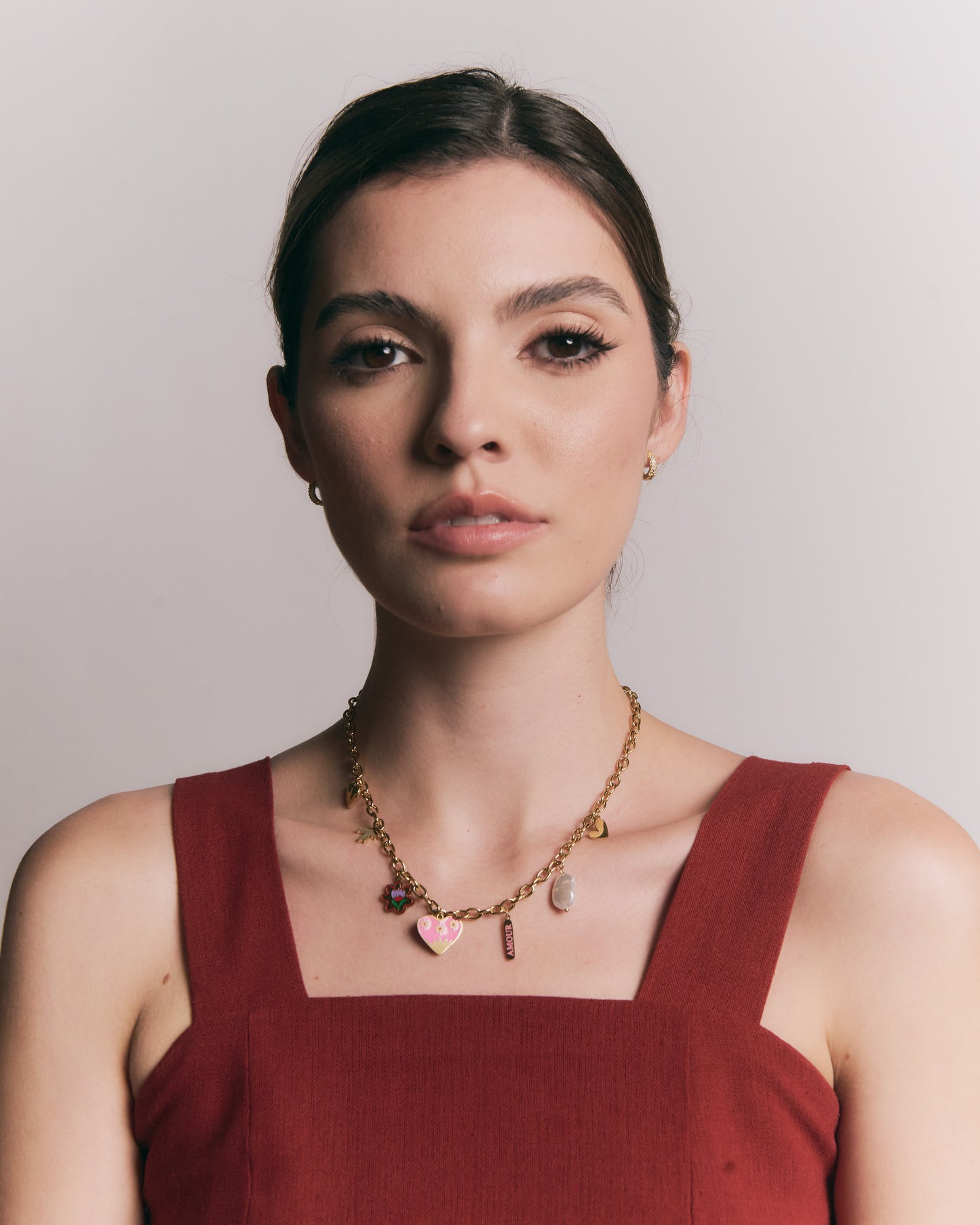 Pink heart necklace