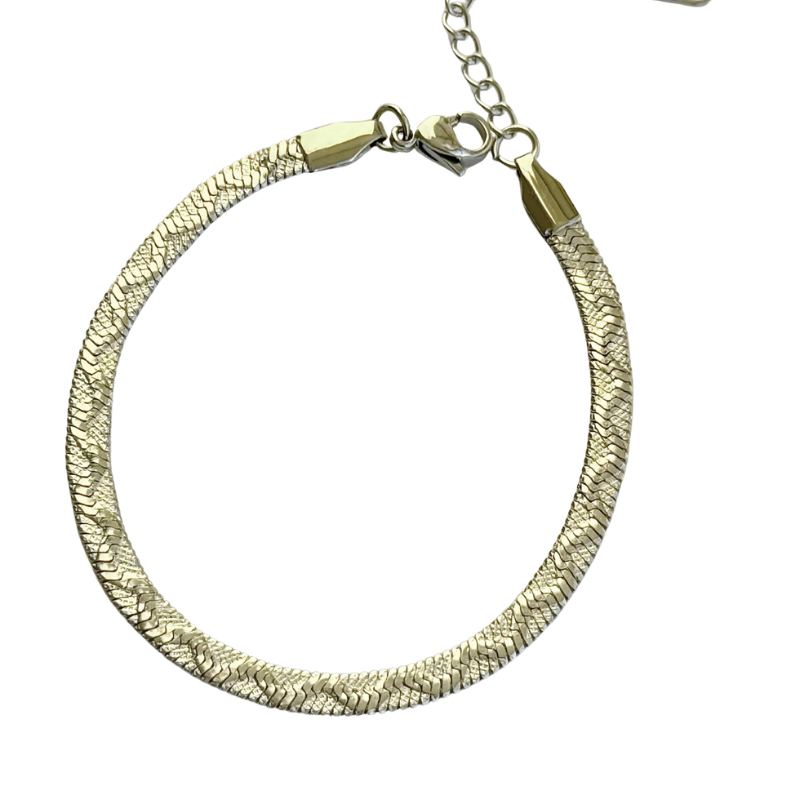 Brazalete Snake Flat Reversible de Acero de Titanio – Doble Cara, Hipoalergénico y Resistente