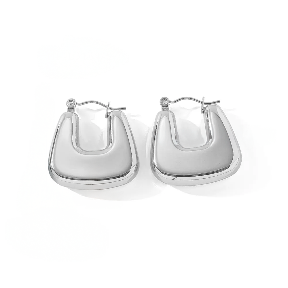 Aretes Dalla Plateados - Cuadradas Acero Titanio Hipoalergénicos